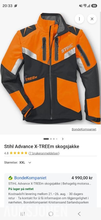 Ny stihl xtreem jakke xl 